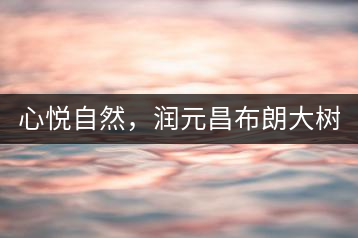心悅自然，潤(rùn)元昌布朗大樹(shù)標(biāo)桿601千山悅即將上市