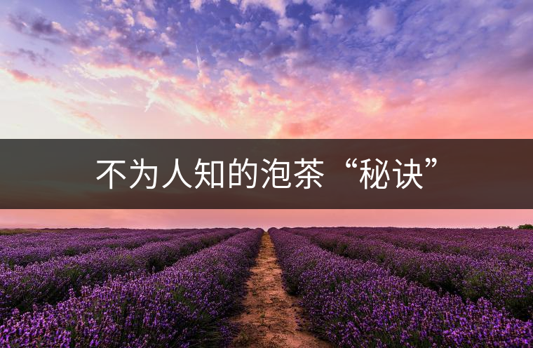 不為人知的泡茶“秘訣”