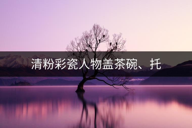 清粉彩瓷人物蓋茶碗、托