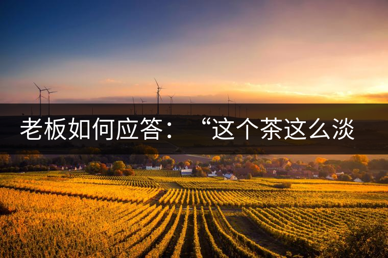 老板如何應(yīng)答：“這個茶這么淡，為什么值這個錢？”