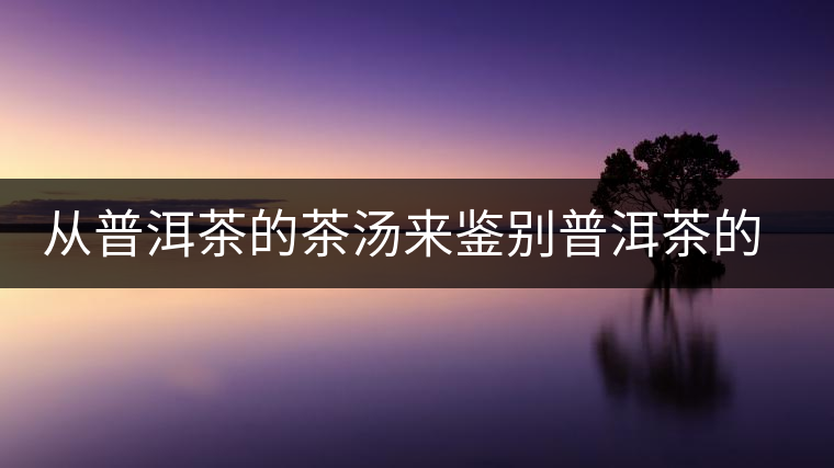 從普洱茶的茶湯來鑒別普洱茶的品質(zhì) 從普洱茶的茶湯來鑒別普洱茶的品質(zhì)