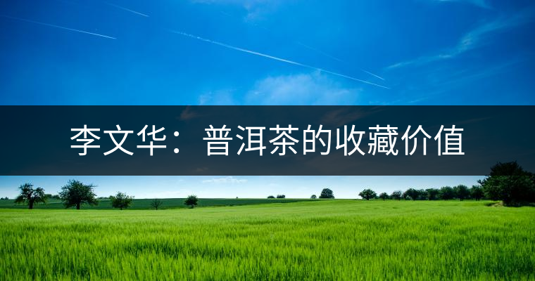 李文華:普洱茶的收藏價(jià)值 李文華:普洱茶的收藏價(jià)值