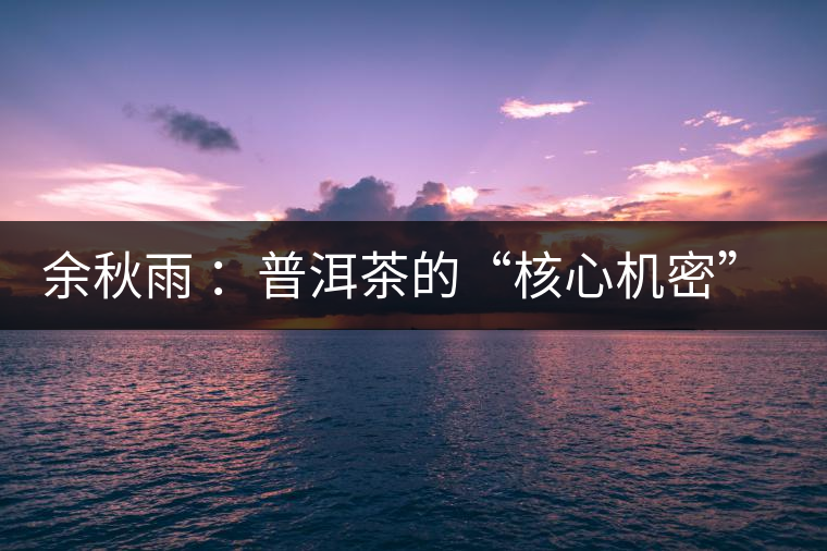 余秋雨 ：普洱茶的“核心機密”是什么？