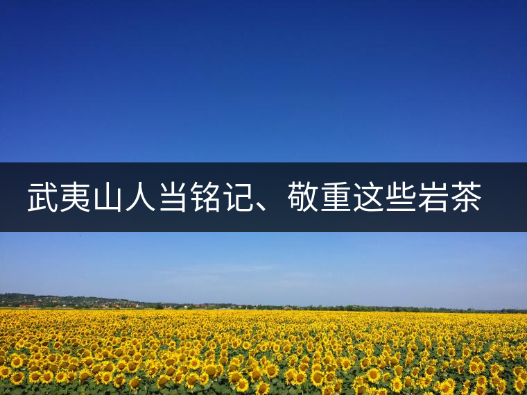 武夷山人當(dāng)銘記、敬重這些巖茶功臣